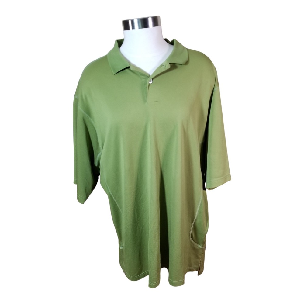 Adidas ClimaCool Men's Golf Polo Green Collar, Button Up Short Sleeve Sz XXL